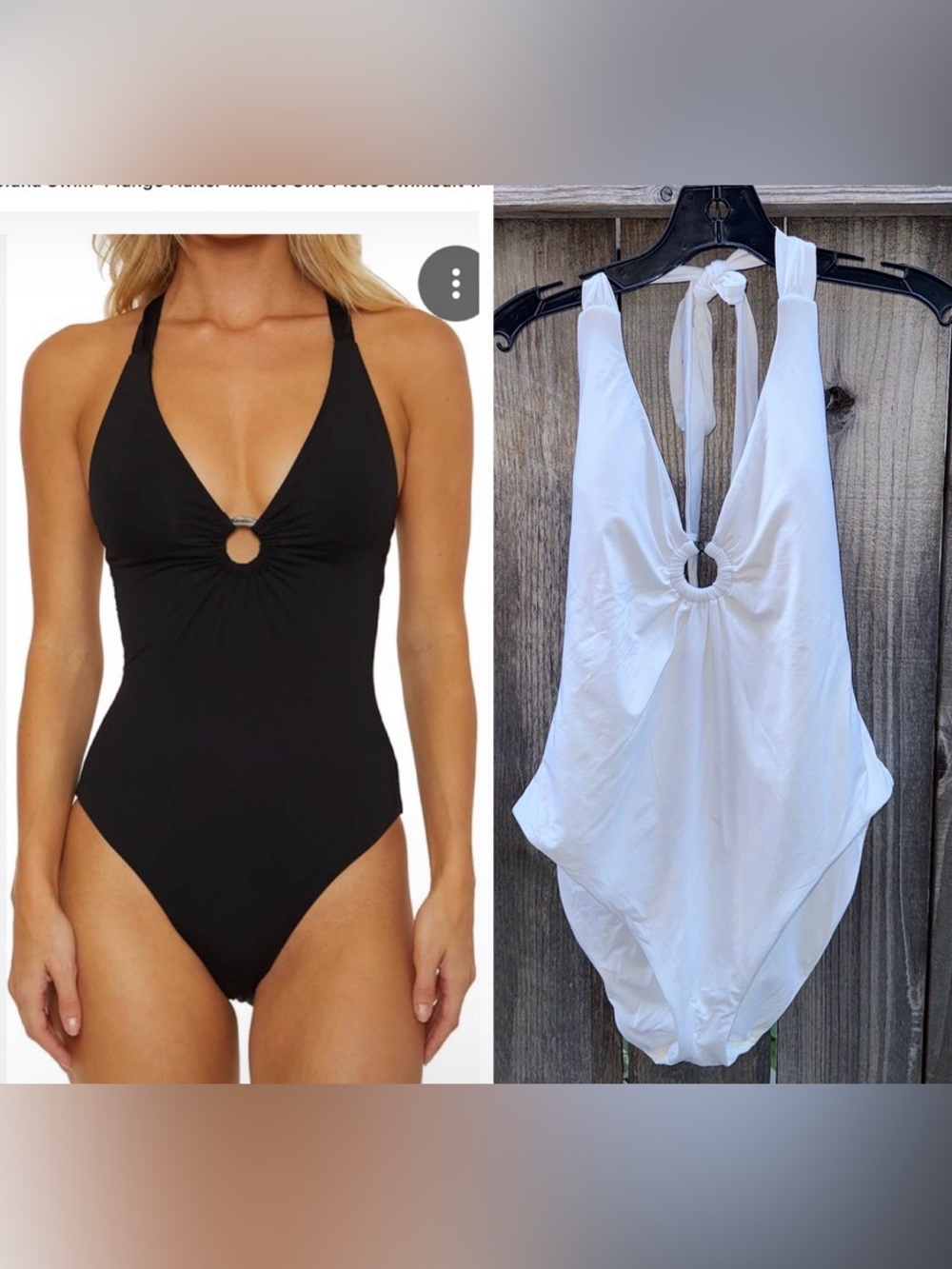 Soluna Swim Plunge Halter Maillot One Piece Swimsuit White Size XL